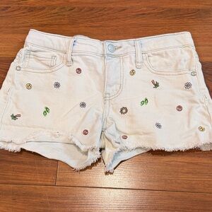 Art Class Light Denim Embroidered Shorts